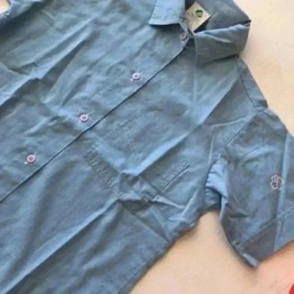 Vintage Girl Scouts Button Down Shirt Size 8 Short Sleeve Blue